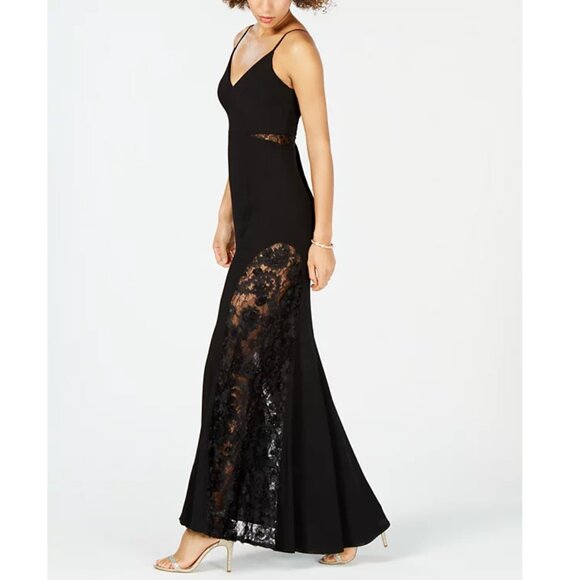 Betsy & Adam Petite Adjustable Lace Contrast Gown - Picture 4 of 9